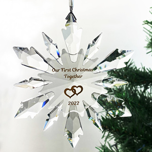 Adorno de Cristal con Copo de Nieve Grabado con Logotipo Personalizado, Decoración Navideña Familiar Personalizada para Niños, Regalo Navideño - Product Image 4