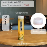 Net Rouge 500ml Jetable PET Plastique Transparent Carré Bouteille PP Lait Thé Tasse Couvercle pour Jus Boisson pour Emballage Commercial