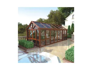 Salles de soleil toits plats véranda préfabriquée aluminium métal verre serre solarium à vendre