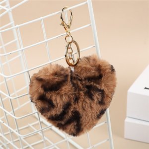<span class=keywords><strong>Porte</strong></span>-clés peluche multicolore Imprimé léopard <span class=keywords><strong>Porte</strong></span>-clés poupée animaux en peluche en forme de cœur Pendentifs pour femmes couples pour sac - Product Image 3