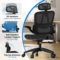Chaise de bureau ergonomique en maille avec dossier haut, appui-tête 2D, poignée réglable, tissu de qualité supérieure, MOQ faible, personnalisable, 2026