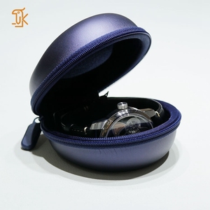 Round Leatherette Watch <b>Case</b> with Zipper Protective Inner Faux Leather Storage Box for Single Watch Travel Use - Product Image 2