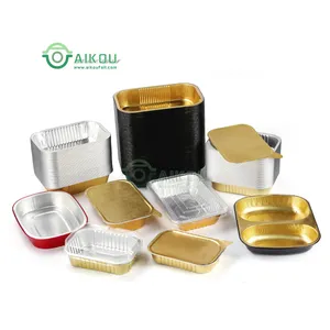 Wholesale Lids For Aluminium Foil Container 800ml 1000ml Disposable Baking Pan Tray Plate Printed Food Container For Restaurant