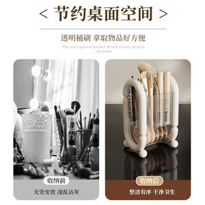 Support de rangement pour pinceaux de maquillage, organisateur de cosmétiques en plastique transparent, boîte de rangement de beauté de bureau pour outils de maquillage - Product Image 4