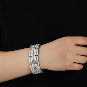 Pulsera ancha con cierre de resorte, brazalete de reloj con circonitas en forma de T, joyería de pulsera para hombre, collar de moda Tanjing Lijing - Product Image 2