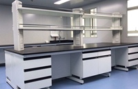 Table de laboratoire en acier pour l'industrie chimique et les écoles, avec plan de travail en résine phénolique, MOQ 1m, vente en gros, personnalisable sur mesure.