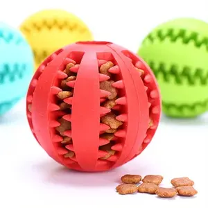 Customizable Wholesale 100% Natural Rubber Pet Ring Toy Ball Eco-friendly Dental Healthy Dog Toy Dog Teeth Cleaning Chew Ball