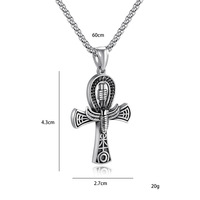 Kalung Liontin Salib Gaya Ankh dari Baja Anti Karat Model Yiwu 0326NL, Motif Kehidupan Mesir Eksotis, Desain Lintas Batas, Kepribadian Unik