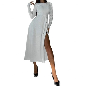 Vestidos Midi de Cintura Alta con Abertura Lateral, Casuales e Irregulares, para Mujer, Otoño e Invierno, de Alta Calidad, OEM Personalizado al por Mayor - Product Image 2