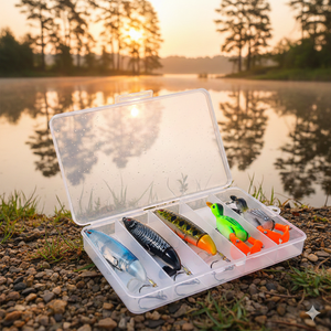 Set di 10 Esche da Pesca Rotanti con Coda, Popper e Esche Galleggianti a Forma di Anatra, Kit di Esche Artificiali Rigide per Acqua Dolce e Salata - Product Image 4