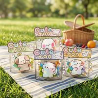 Pochette transparente à fermeture éclair personnalisée avec motif de dessin animé mignon, trou de suspension, sac d'emballage en plastique pour bonbons, bijoux, mini-cadeaux, rangement