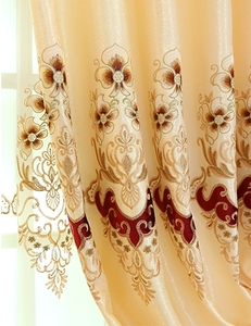 100% di vendita calda poliestere ricamato giallo <span class=keywords><strong>tende</strong></span> motivo <span class=keywords><strong>floreale</strong></span> tipo romano per alberghi tecnica tessuta - Product Image 2