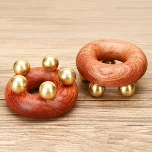 Gua Sha Universal-Sehnen-Meridian bürste aus Holz mit fünf Perlen für das Körper gesichts <span class=keywords><strong>massage</strong></span> gerät zur Reduzierung des Abdomens Rubs Brass Waist Accessory - Product Image 1