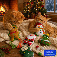 Ensemble de jouets pour chat de Noël à la catnip, comprenant un Père Noël en peluche, un bonhomme de neige, un jouet en forme de pain d'épices et un jouet à plumes pour chaton, pour le jeu autonome, cadeau, 6 styles