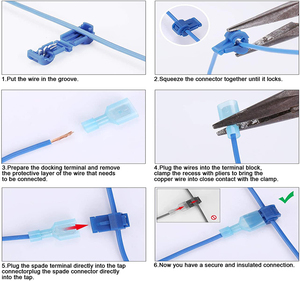 موجين 120 قطعة/60 Pairs سريعة لصق محطات الأسلاك T-الحنفية الذاتي تجريد مع النايلون معزول تماما الذكور قطع السريع عدة ، - Product Image 5
