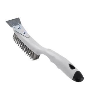 Spazzola Metallica Industriale con Manico Rotondo in Acciaio Inox con Raschietto Personalizzabile Supporto OEM - Product Image 1