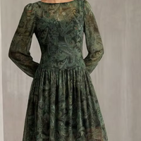 YKD123 Robe musulmane verte de haute qualité en mousseline de soie, design léger, traditionnel et innovant, mode musulmane pour femmes, tenue islamique