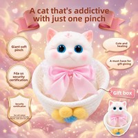 Balle anti-stress réaliste en forme de chat, jouet sensoriel à rebond lent, adorable chaton, cadeau pour adulte, doux, sûr et non toxique