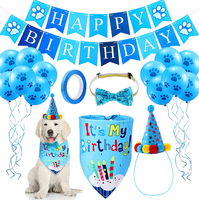 Ensemble de bandana pour chien, jouet, gâteau, chapeau, écharpe, drapeau, fournitures pour fête d'anniversaire, ballon avec accessoires mignons pour animaux de compagnie