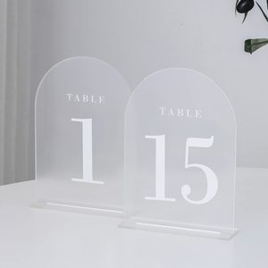 Soporte de número de mesa de acrílico esmerilado <span class=keywords><strong>Mini</strong></span> carteles de <span class=keywords><strong>pizarra</strong></span> de mesa para comida bodas fiestas de cumpleaños Buffets estante de exhibición - Product Image 3