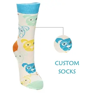 Custom Colorful Cartoon Animal Print Jacquard Novelty Happy Socks Wholesale Cotton Unisex Design Game Funny Ab Happy Socks Box