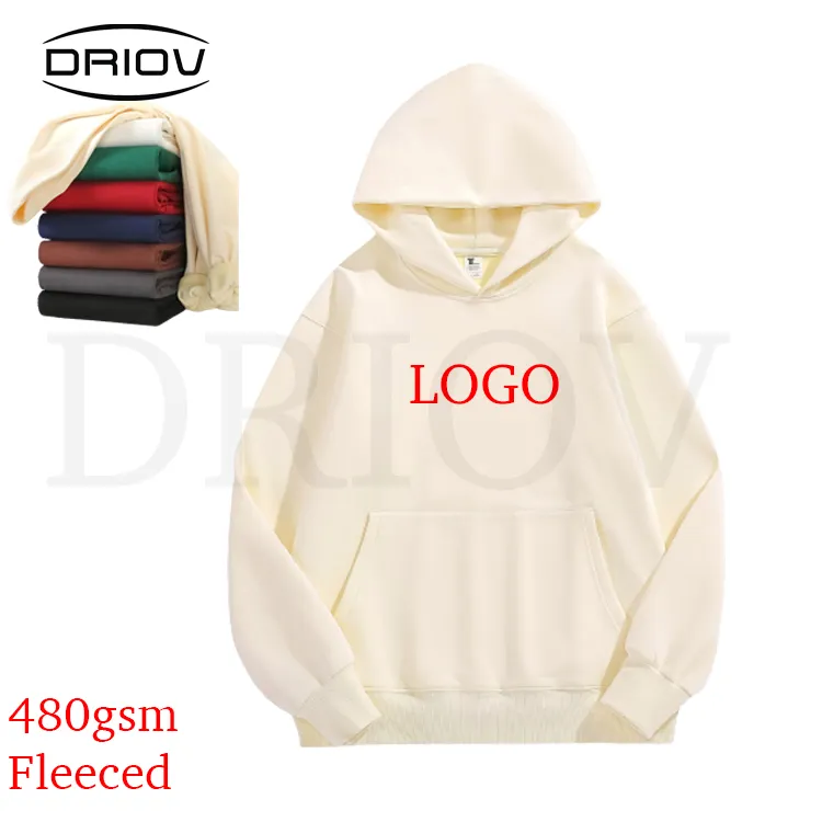 Produttore di felpe con cappuccio di lusso felpe spesse da 480g felpe con cappuccio e felpe da uomo con stampa a sbuffo personalizzate in pile di cotone oversize