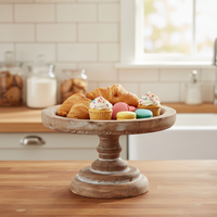 Support à gâteau rustique, support à gâteau rond vintage, support à gâteau en bois naturel avec base, support à gâteau style ferme