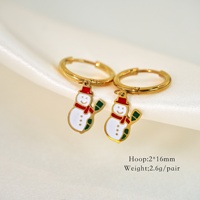 Seri Anting Wanita Bertema Natal Kartun Lucu Terbuat dari Baja Tahan Karat Lapisan Emas 14k dengan Lapisan Drip-glaze Warna-warni