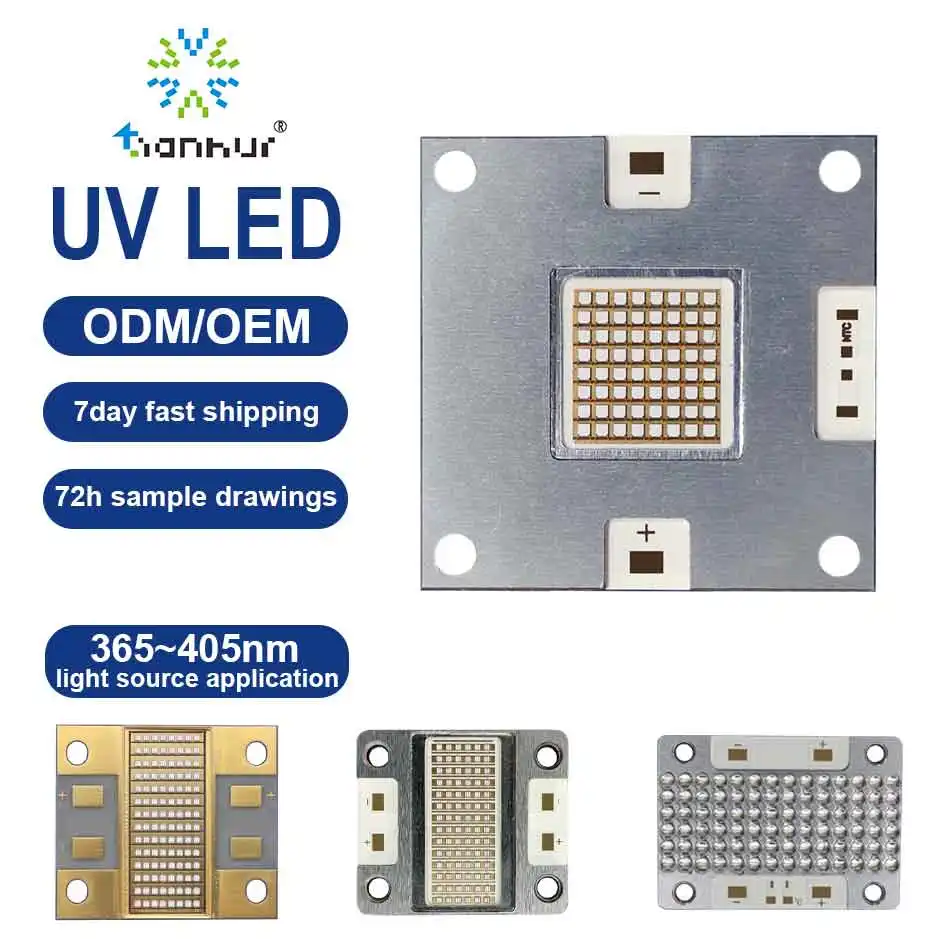 Hoog Vermogen Uv Led Module 365 385 395 405nm Schaduwloze Uithardende Lamp 50 150W 3535 Uv Leds Voor Kwarts Lens Professionele 3D-printer