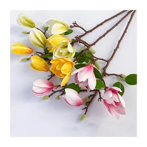 Flor Artificial de Magnolia de Alta Calidad con 5 Cabezas de PU, Tacto Real, Premium, para Decoración del Hogar - Product Image 1