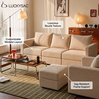 Canapé modulaire sectionnel inclinable en L 3 places de qualité export, avec revêtement en lin durable, design écologique, idéal pour appartement moderne et hôtel
