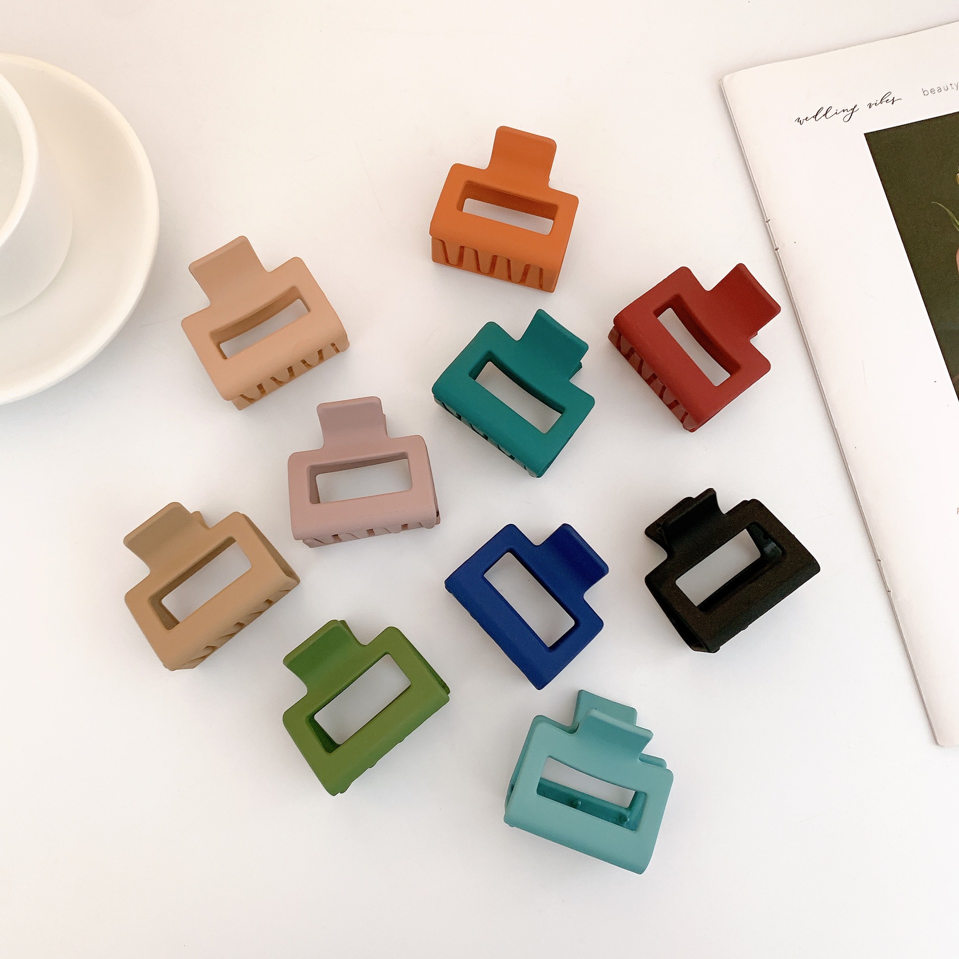 2021 модные яркие Двойные Цвета 5 см прямоугольные квадратные маленькие заколки для волос для девочек