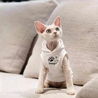 OEM ODM Sweat à capuche sans manches pour chat Sphynx, motif patte et lettres, vêtements pour chat Sphynx, gilet à capuche pour chat sans poils, haut pour chaton, vêtements pour animaux de compagnie