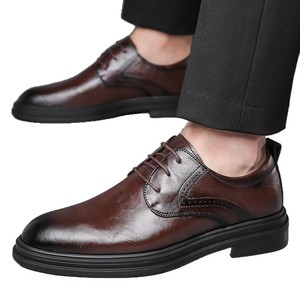 Chaussures habillées en cuir pour hommes, style Oxford, bout rond, à lacets, doublure en cuir véritable, semelle extérieure en caoutchouc, amorties, pour le bureau et la carrière, toutes saisons - Product Image 5