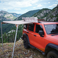 Auvent de toit rétractable de 8,2 pieds, Ripstop, côté véhicule, 270 degrés, avec charnières et poteaux renforcés pour SUV 4x4