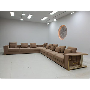 Ensemble de canapés de salon au design luxueux, mobilier haut de gamme, design moderne et élégant, grand canapé sectionnel en velours pour villa - Product Image 1