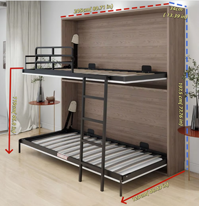 Invisible Bunk <strong>Bed</strong> for Small Apartments Multifunctional <strong>Double</strong> Layer Wall <strong>Bed</strong> <strong>Folding</strong> Murphy <strong>Bed</strong> for Children - Product Image 3