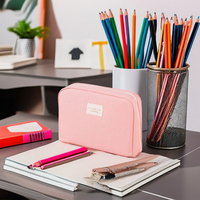 Trousse de Papeterie Grande Capacité Souple en Toile pour Écolière, Boîte à Crayons Motif Bus