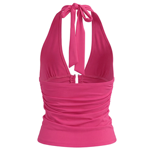 Viviblook J26TP046 – Nouveau débardeur sexy plissé sans manches à col halter pour femme - Product Image 5
