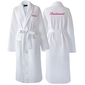 100% coton blanc hôtel gaufre peignoir personnalisé brodé gaufre Peignoir <span class=keywords><strong>pour</strong></span> femmes léger Spa fêtes gaufre Robe - Product Image 3