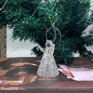 Ornements peints à la main <span class=keywords><strong>MRS</strong></span>, figurines d'anges en verre transparent brillant, décoration de table de Noël pour la maison - Product Image 2