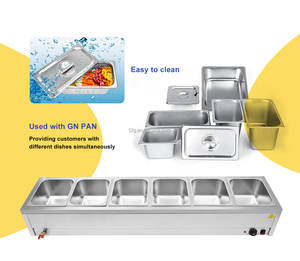New Catering Equipment <b>Buffet</b> Commercial Stainless Steel Electric Bain Marie Steam <b>Table</b> Food Warmer 50 Trays/Hour Energy Saving - Product Image 5