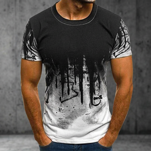 T-shirt personnalisé à manches courtes en tissu tricoté épais, sérigraphie, coupe classique, décontracté, écologique, respirant - Product Image 3
