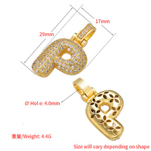Hip Hop laiton Micro incrusté Zircon 26 lettre anglaise A à Z pendentif <span class=keywords><strong>Rap</strong></span> mode grosse lettre pendentif accessoires en gros personnalisé - Product Image 6