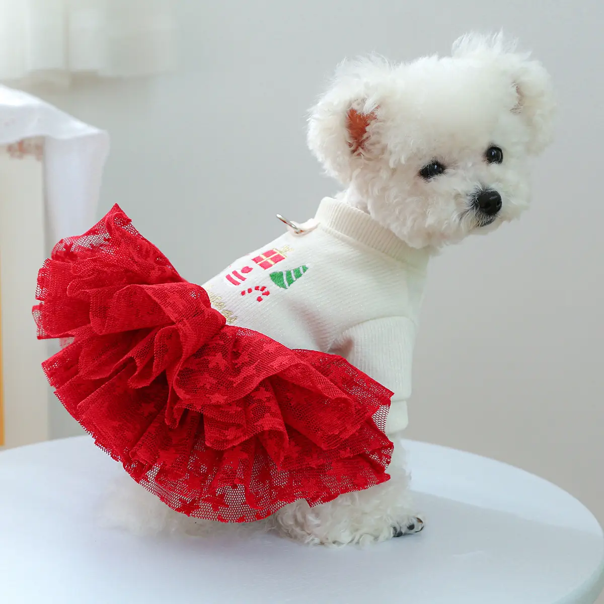 2023 NEW Christmas Dog Dress Pet Christmas Apparel Cat Winter Dress Dog Tutu Clothes Pet Tutu Skirts With D Ring for Dog Leash