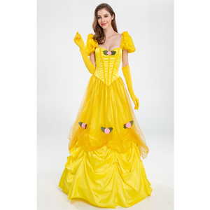Costume d'Halloween Robe de princesse La Belle et la Bête Princesse Belle Robe de gâteau jaune Costume de scène - Product Image 3