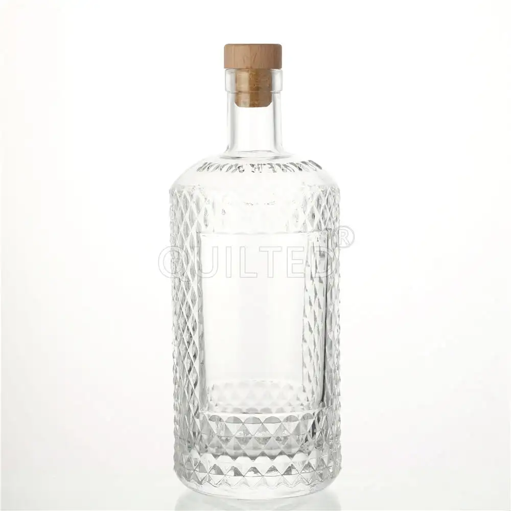 Toptan Bottiglie cam 700 ml likörü Gin Rum viski bardağı şişe mantarlı