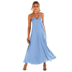 Popolare capo <span class=keywords><strong>di</strong></span> <span class=keywords><strong>abbigliamento</strong></span> <span class=keywords><strong>femminile</strong></span>: Maxi abito plissettato a-line per vacanze al mare. - Product Image 1