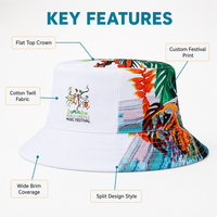 Chapeau Bob Personnalisé en Toile Imprimé Tropical Coton Été Décontracté Unisexe Voyage Extérieur Vente en Gros OEM