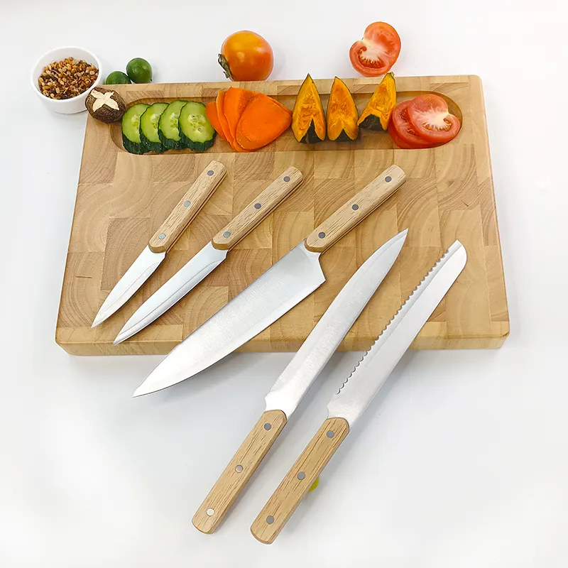 Toptan özel logo mutfak bıçakları ve aksesuarları paslanmaz çelik mutfak bıçak blok seti
